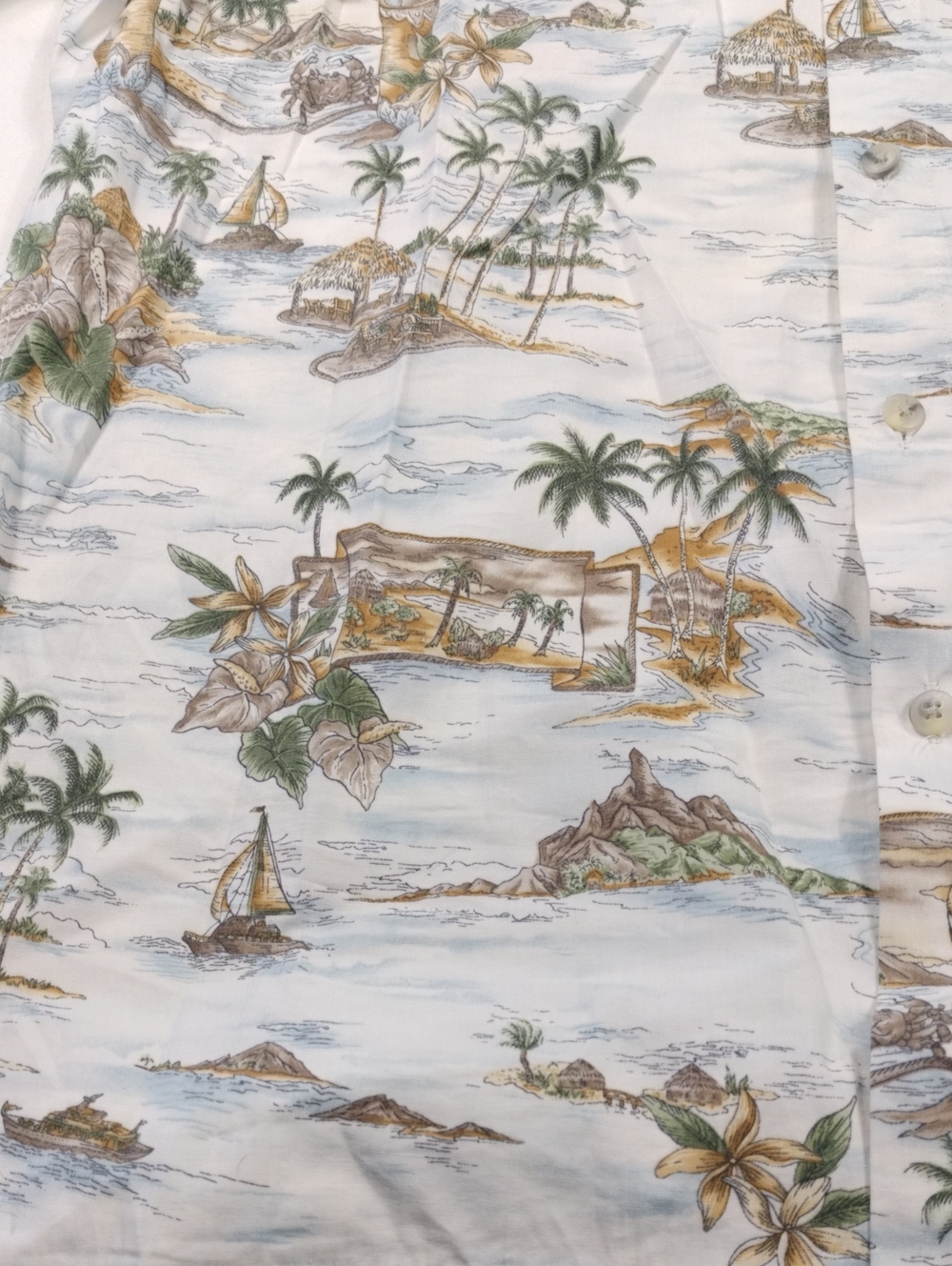 Pierre Cardin White Floral Tropical Print Shirt Size Medium #33 - Picture 4 of 11